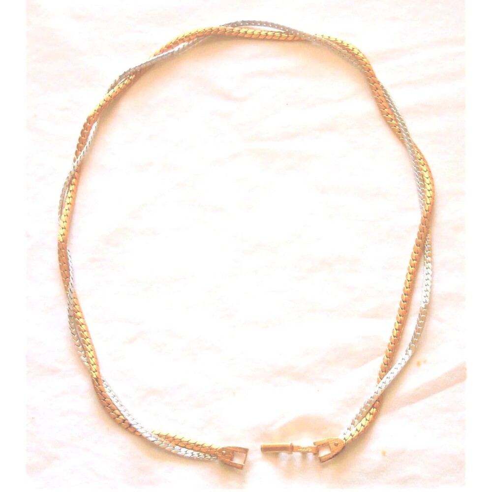 Vintage Avon 70s Gold Tone and Silver Tone Interweave Necklace 17 Inch Fairycore